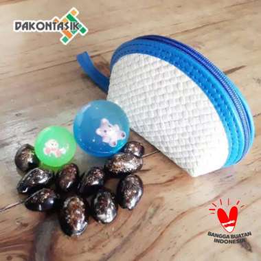Mainan Bola Bekel Biji Kuwuk Kerang Asli Warna Coklat [FREE DOMPET POUCH]
