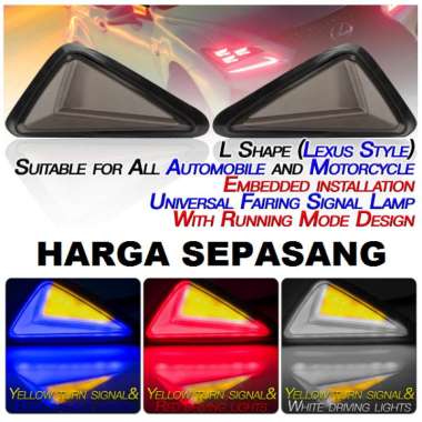 Lampu Sen Motor LED DRL 2 Warna Sein Tempel Segitiga Besar Model Ninja Matik Bebek Moge KC051 Putih