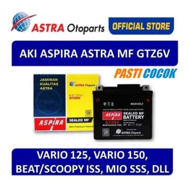 Aki Aspira 11-GTZ-6VMF Motor Vario 125, Vario 150, Beat ISS, Mio SSS dan Sejenisnya