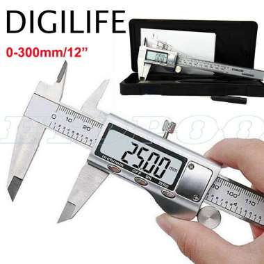 Digital Caliper 300mm 12" Inch Jangka Sorong Stainless Steel Vernier 30 30cm 300 mm Sigmat 12