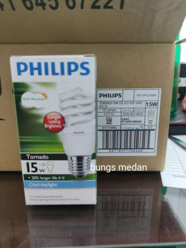 LAMPU SPIRAL TORNADO PHILIPS 15W 15WATT 15 W 15 WATT PUTIH CDL BOHLAM