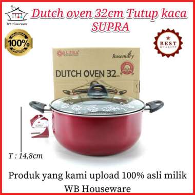 panci tutup kaca 32cm teflon anti lengket / Dutch oven SUPRA