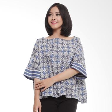 Coeval Collection Kawung Adonia Blouse Batik Atasan Wanita - Grey