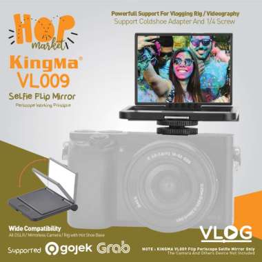 KINGMA VL009 Flip Mirror Vlog (Cermin Selfie) for Mirrorless Camera Sony Canon Nikon Etc BLACK