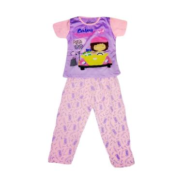 Nayshop Motif Girlie Baju Tidur Anak Perempuan - Purple Pink