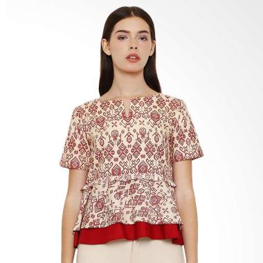 Asana Panawangan Woman Blouse Atasan Batik Wanita - Beige