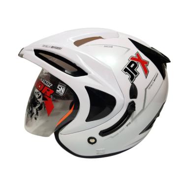JPX Supreme Double Visor Helm Half Face - White