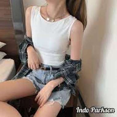 Sexy Crop Top Tank Top With Pad Sport Bra Bahan Halus Nyaman Semua Ukuran Putih