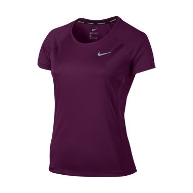 NIKE AS W Dry Miler Top Crew Tee Baju Olahraga Wanita - Dark Purple [831531665]