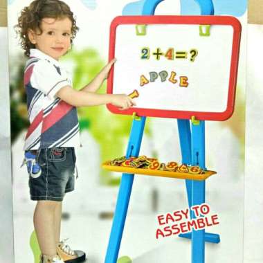 papan tulis 3 in 1 biru - mainan learning easel 3 in 1