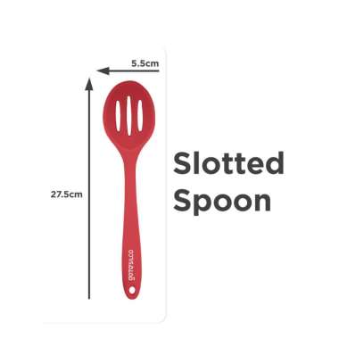 Goto Silco Kitchen Utensil Sutil Silikon Capitan Sendok Masak Dapur SLOTTED SPOON RED