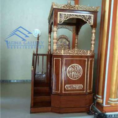 Mimbar masjid besar kayu jati mimbar masjid tangga terbaru
