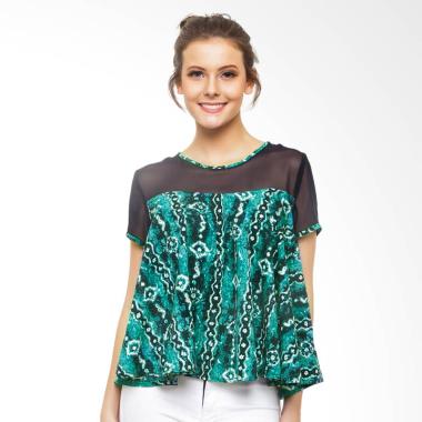 STEPH Flare Top Atasan Batik Wanita - Tosca