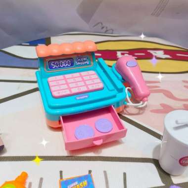 OEM SK-M148 Mainan Mesin Kasir + Mainan Troli Belanja Anak - Mainan Kasir Kasiran Anak Cash Register