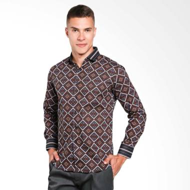VM Slimfit Tangan Panjang Kemeja Batik - Coklat [B-212]