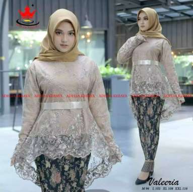 Setelan kebaya aurora /kebaya tunangan/kebaya tulle/kebaya modren XL coklat