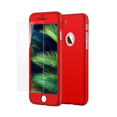 Ipaky 360 Protect Case Full Body Pr ... ass for iPhone 6G - Merah