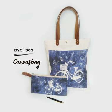 Dewani Tote Bag Set Canvas & Pouch BYC-S03 Tas Kanvas wanita seri Sepeda