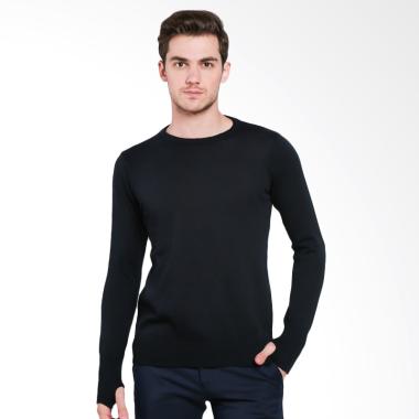 VM Oblong Rajut Polos Panjang Sweater Pria - Hitam M-L Hitam