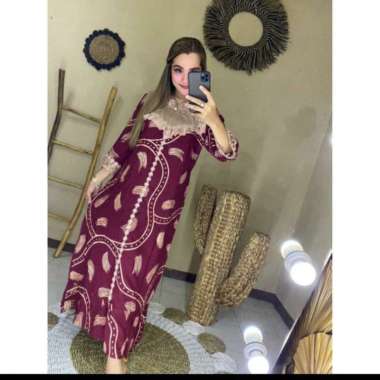LONGDRESS ARAB RENDA TAMIA / DASTER ARAB RENDA TAMIA / DASTER MURAH MAROON