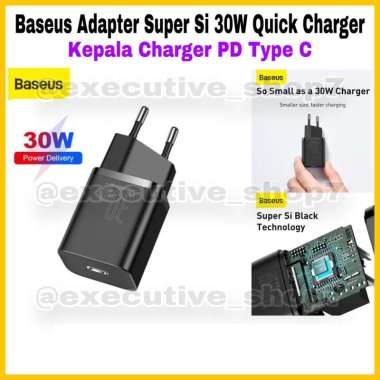 Baseus Adapter Super Si 30w Quick Charger - Kepala Charger PD Type C