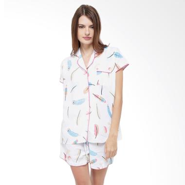 Madeleine's Feather Short Setelan Baju Tidur Wanita - White