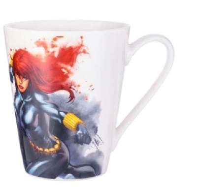 MINISO Mug Ceramic MARVEL - black widow putih motif