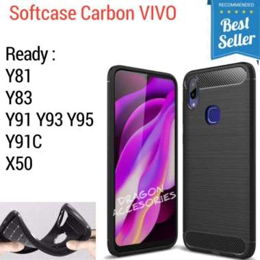 Softcase Y81 Y83 Y91 Y93 Y95 Y91C X50 Vivo Silikon Slim Fit Carbon Fiber Case Casing Shockproof Y81