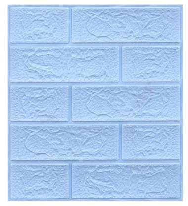 wallpaper dinding 3d foam motif batu bata Biru