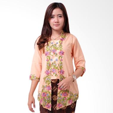 Batik Distro BA9114 Kebaya Wanita Kutu Baru Renda 3/4 - Orange