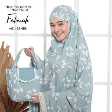 MUKENA RENDA RAYON DEWASA MOTIF FATIMAH Semua Ukuran ABU SEMEN