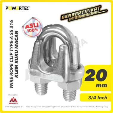 Wire Rope Clip - Klem Seling Kuku Macan SS 316 20mm POWERTEC Bulldog
