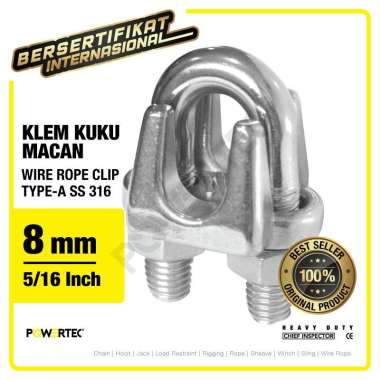 Wire Rope Clip / Klem Seling Kuku Macan SS 316 8mm Bulldog POWERTEC