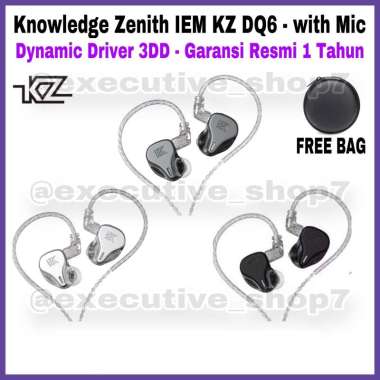 Knowledge Zenith IEM KZ DQ6 - with Mic - Dynamic Driver 3DD Silver