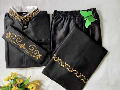Pakaian Pria Setelan Baju Beskap Sunda Celana Peci Dan Sapit Urang Bordir Hitam L