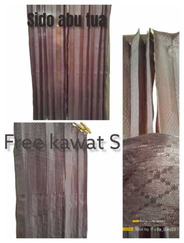 Gorden horden plisket sido pintu/jendela motif kotak warna abu tua Free Kawat S L100XP185CM