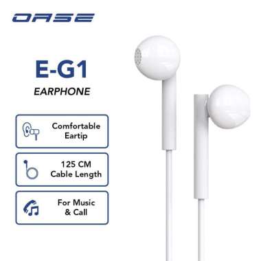 OASE Wired Earphone Headset Handsfree Cable Length 125 cm Garansi Resmi 6 Bulan E-G1