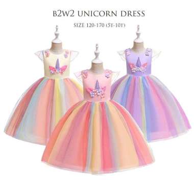 B2W2 DRESS TUTU PELANGI baju pesta anak perempuan baju princess baju pelangi anak cewek