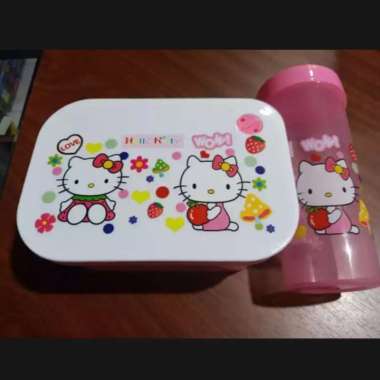 SET KOTAK MAKAN ANAK DAN BOTOL MINUM ANAK KARAKTER KARTUN MURAH KUALITAS TINGGI HELLO KITTY