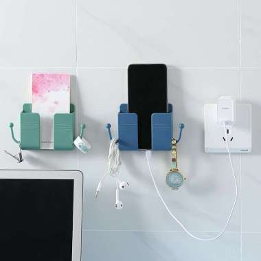 Multihomeware Tempat Remote / Holder HP Tempel Dinding / Colokan Tempel Tembok Wall Phone Holder