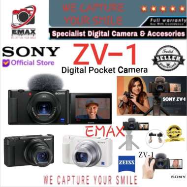 SONY ZV-1 Digital Pocket Camera 4K Kamera Sony ZV 1 Sony ZV1 + Vlog Kit for Vlogging Podcast Resmi