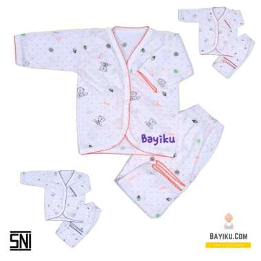 FIYELI [3 Set] Setelan Baju Bayi Laki Perempuan Newborn 0-6 Bulan Piyama Tidur Celana Panjang Piko O