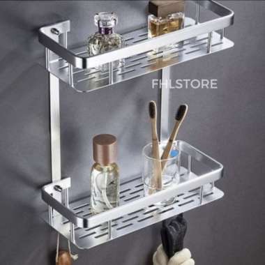 Rak Kamar Mandi Toilet Rak Dinding Stainless Tempat Sabun Shampoo 100 % ORIGINAL Multicolor