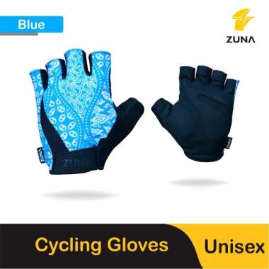 Zuna Gloves Cycling Batik Canting L Blue