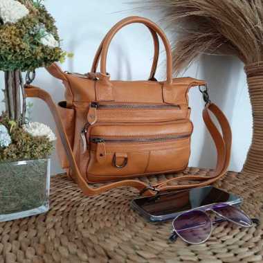 tas selempang papirut kulit jeruk wanita terbaru slingbag warna hijau Tan