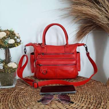 tas selempang papirut kulit jeruk wanita terbaru slingbag warna hijau Merah