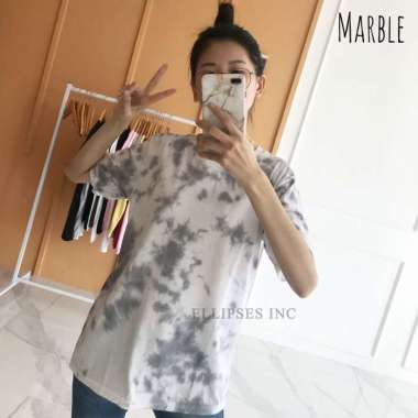 ELLIPSES.INC Kaos Oversize Pria & Wanita Tie Dye Lengan Pendek L Marble