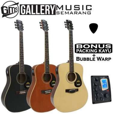 Gitar Akustik Elektrik Cort Custom Equalizer Tuner Cowboy AW-1 Custom Paket Super Komplit PAKET AKUS