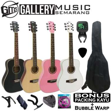 Gitar Akustik ¾ Cort Custom Gitar 3/4 Cort PAKET C Hitam