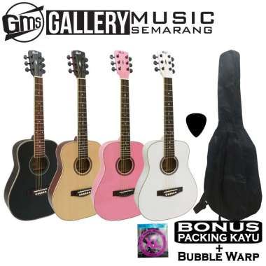 Gitar Akustik ¾ Cort Custom Gitar 3/4 Cort PAKET B Hitam